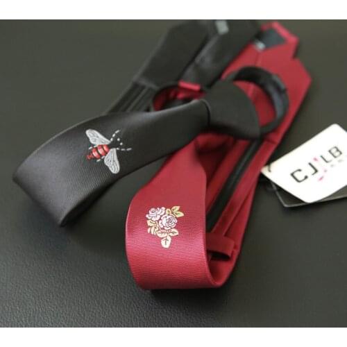 New Korean fashion designer high quality girl boys children kids skinny slim ties 5cm necktie embroidery with zipper 30pcs/lot