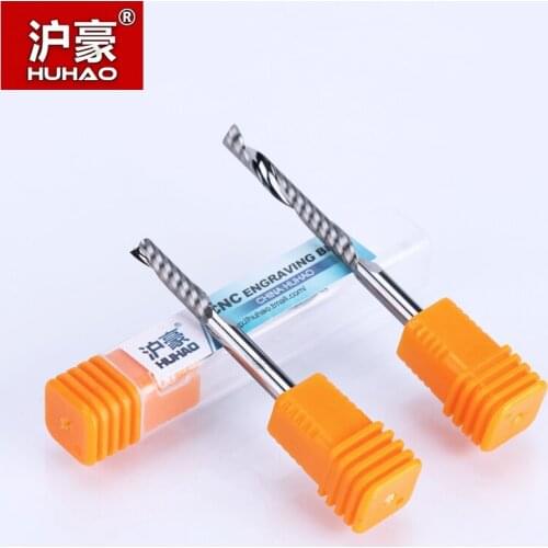 HUHAO 5pcs/lot 4mm One Flute Spiral Router Bits for Wood Fresa CNC End Mill Tungsten Carbide Router Tool PCB Milling Cutter