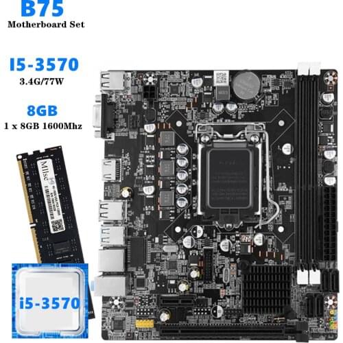 B75 LGA 1155 Motherboard set with Intel Core I5 3470S CPU 2Pcs 2 x 8GB = 16GB 1600MHz DDR3 Desktop Memory SATA III USB 3.0 VGA