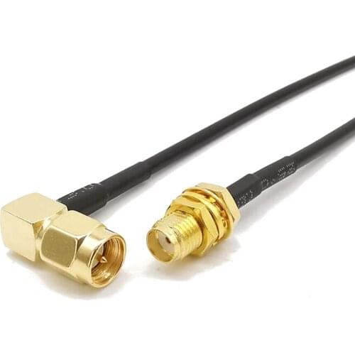 JX Connector 2PCS 10PCS 100PCS SMA male right angle to SMA female RG174 Pigtail Cable 10CM 15CM 20CM 30CM 50CM 100CM 200CM