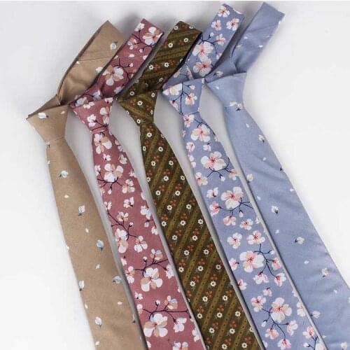 Linbaiway 6.5cm Floral Jacquard Necktie For Men Cotton Neck Ties For Women Adult Classic Skinny Cravate Narrow Tie Custom LOGO
