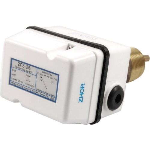 AC 125V 15A 250V 7.5A SPDT 1G" White Thread Connection Water Flow Paddle Switch