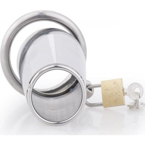 Anti-off Metal Penis Ring Cock Cage Male Chastity Belt Bird Restraint Penis Bucket Scrotum Lock Ball Stretcher Sex Toys Men