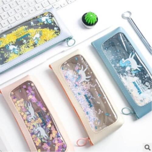 Cute Cartoon Sequin Pencil Case Girl Waterproof Cosmetic Bag Student Storage Bag Coin Purse Pencil Case Office Pencil Case