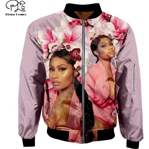 Men 3d winter Bomber Jackets Nicki Minaj Print autumn zipper galaxy USA hip hop rapper Flight Jacket casual unisex Harajuku coat