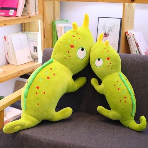 Soft cuddly stuffed wild animal chameleon green coloretto plush toys with colorful spots