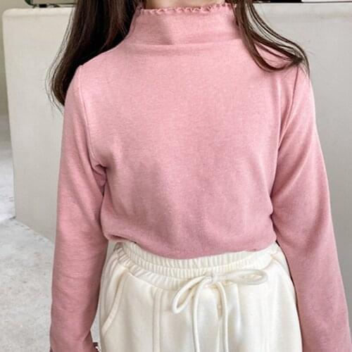 2021 New Arrival Autumn and Springirls T-shirt Solid Color Long-sleeve Tee Sets Children Clothing Bottomn Children Girl Tops