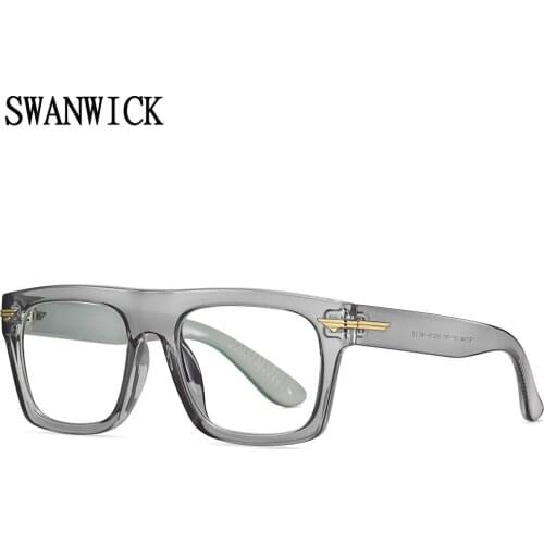 Swanwick tr90 square blue light blocking glasses frame black grey optical glasses for women fashion eyewear male clear lens