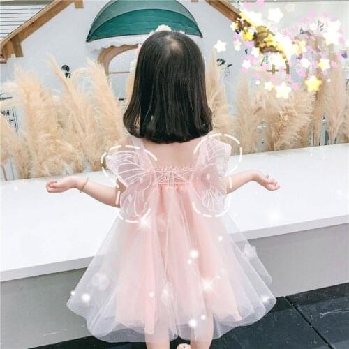 Girls Dress Summer Girls Clothes Angel Design Baby Girls Dress Party Dress For 1-6 Years Infant Dresses with Wings and Flowers