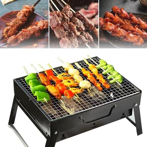 Portable Charcoal BBQ Grill Folding Barbecue Shish Kabob Stove Camping Outdoor