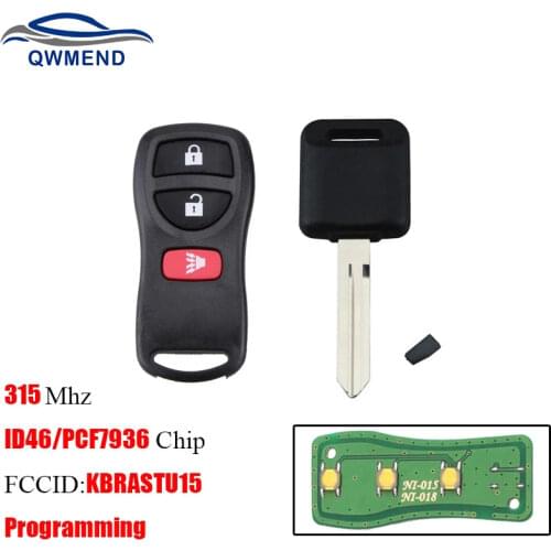 BHKEY 315Mhz Transponder Chip ID46 For Nissan KBRASTU15 Remote key For Nissan Xterra Versa 2005-2014 KBRASTU15 Car keys