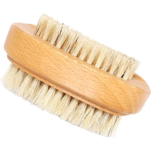 Men Women Beech Wood Bristle Hand Finger Foot Nail Cleaning Brush Dual Sided