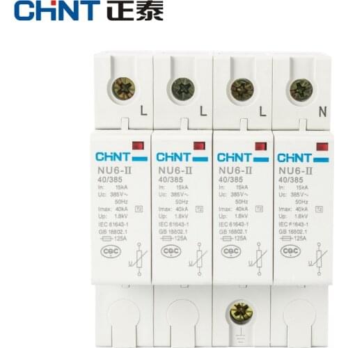 CHNT CHINT Surge Protective Device 1P 2P 3P 4P 15kA 40KA 65KA 100KA NU6-II 40/385 Surge Arrester Protect electric system 385V AC