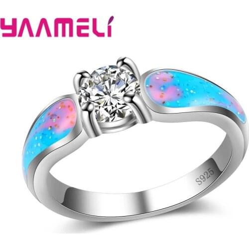 New Arrival 925 Sterling Silver Accessories Beautiful Shiny Opal Stone For Ladies Top Quality Women Finger Rings Jewelry