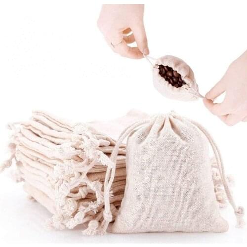 10pcs Linen Drawstring Gift Bag Drawable Packaging Bags Pouches Christmas Wedding Reusable Storage Bags