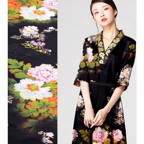 19mm digital printing silk fabric satin custom soft cheongsam dress silk stretch satin fabric wholesale silk cloth 108 cm width