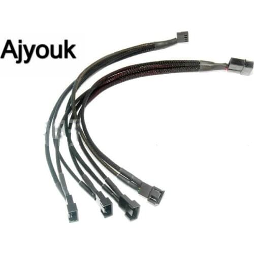 100PCS 4-Pin Molex PWM CPU Cooling Fan Splitter Adapter Braided Power Extension Cable 1 to 4 Ways 30CM 45CM
