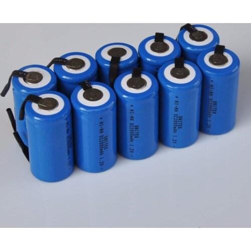 10-16PCS 1.2V SC rechargeable battery 2000mah Sub C Ni-Mh ni mh cell with welding tabs for electric drill screwdriver power tool