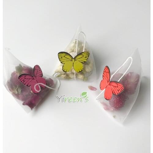 Colorful Butterfly Tag, 1000pcs 58 X 70mm Empty Nylon Tea Bags, Pyramid Transparent Filter Bags Disposable Nylon Tea Filters