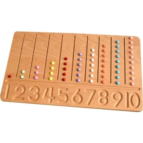 Wooden Montessori Childrens Educational Teaching Aids Beech Counting 1-10 Digitals Writing Board Game Toys for Baby 3 Year Gift