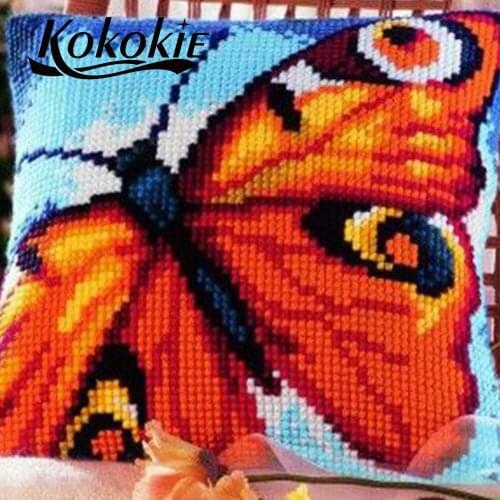 DIY stitch throw pillow butterfly 3d mat sets cotton embroidery yarn handicraft cross stitch kits embroider needlework kits