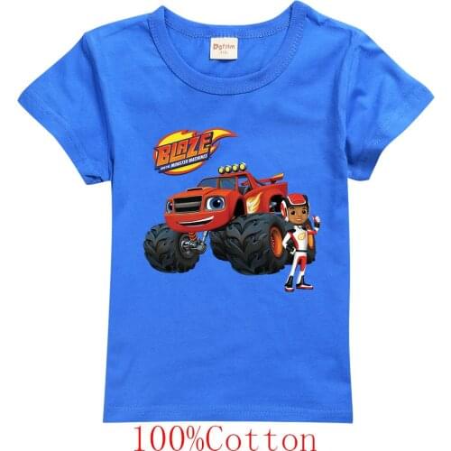 Boys Blazed Machines T-shirt Kids Summer Clothes Russian Miracle Crusher Truck Figure Blazed T Shirt for Girl Birthday Shirts