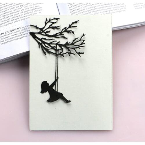 DUOFEN METAL CUTTING DIES swing girl branches stencil DIY Scrapbook Paper Album 2019 new