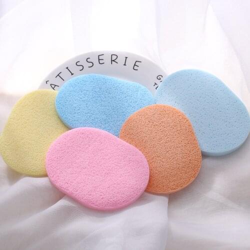 5/10Pcs Candy Color Soft Facial Cleansing Sponge Natural Cellulose Wash Face Sponge Pad Facial Makeup Cleaning Puff Random Color