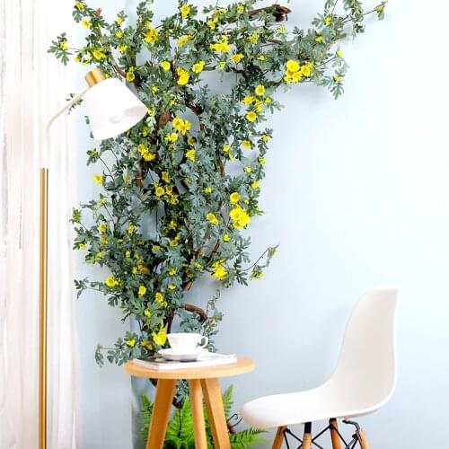 175cm Artificial Sunflower Rattan Flower Silk Daisy Vines Hanging Flowers Fake Plants Leaves Cane Wedding Home Room Decoration
