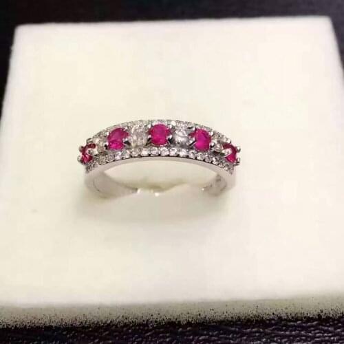 Natural red ruby stone Ring Natural gemstone Ring S925 sterling silver trendy Elegant lovely array women wedding fine Jewelry