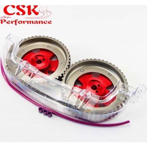Cam Gear Pulley + Cam Cover Fits For Mitsubishi EVO 1-3 Eclipse DSM 4G63 92-95 Red/Blue/Gray