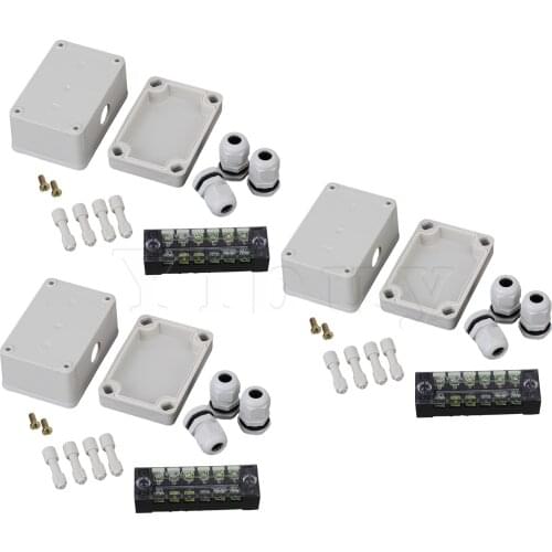 Square 6 Bit Terminals Plastic Junction Box White 95x65x55mm Pack of 3