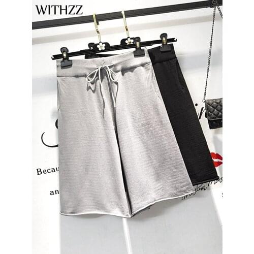 WITHZZ Summer Women Straight Shorts Knit High Waist Female Loose Casual Shorts
