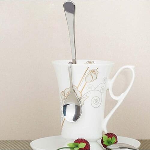 LINSBAYWU 1 pcs Curved Coffee Spoon Novelty Stainless Steel Condiment Spoon Kitchen Bar Cafe Tableware Party Favor Gift Scoop