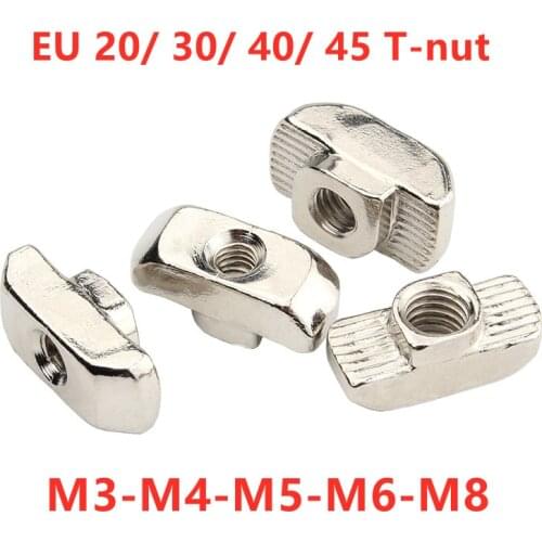 M3 M4 M5 M6 M8 Slot T-nut Sliding T Nut Hammer Drop In Fasten Connector for EU 20 30 40 45Series Aluminum Profile 2020 3030 4040