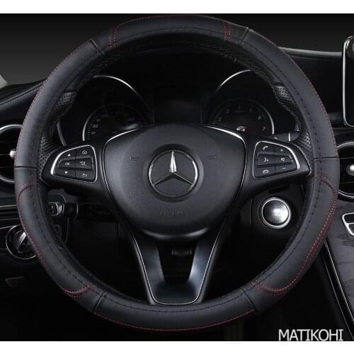 MATIKOHI Carbon Fiber Leather Car Steering Wheel Cover For BMWs Mini F60 F56 F55 F54 R52 Coopers Clubman Cabrio Countryman