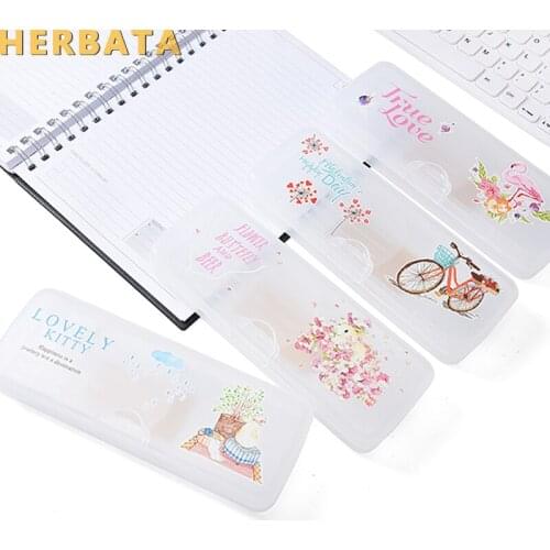 Cartoon Transparent Scrub Pencil Case Pencil Box Creative Simple Style Plastic Storage Box Estuche Escolar Stationery CL-19198