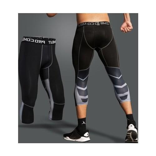 Men Running Tights Compression Pants Male Super Elastic Gym Fitness Sports Leggings Ankle Length Quick Dry Yoga Training Wear