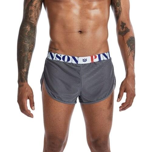 Men Boxer Shorts Mesh Calecon Homme Underwear Sexy Side Split Boxershorts Pajamas Trunks Calzoncillos Hombre Causal Homewear 2XL
