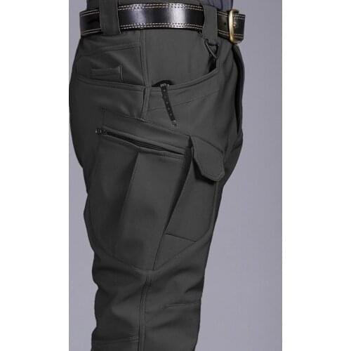 Winter Outdoor Soft Shell Charge Trousers Men Warm and Windproof Waterproof Fleece Trousers Large Size Ski Mountaineering Pants