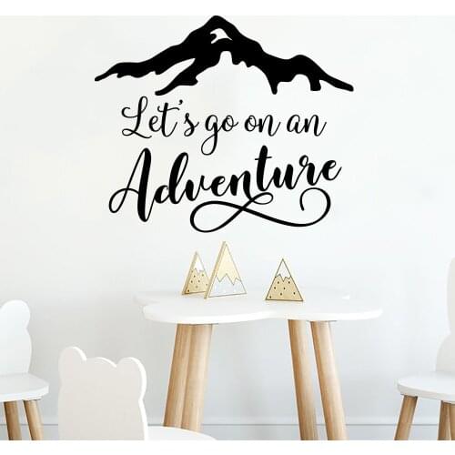 Lets go on an Adventure Wall Decal Quote Mountains Woodland Wall Stickers Vinyl Decals for Nursery Kids Bedroom Decor X831