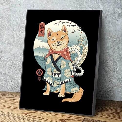 Wall Artwork Modular Japanese Style Poster Home Decor Hd Shiba Inu Dog Print Pictures Canvas Painting For Living Room No Framed