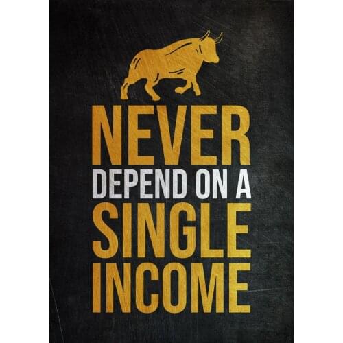Never Depend On A Single Income Financial Inspirational Quotes Pictures Wall Decor Canvas Black White Painting For Classroom Pic