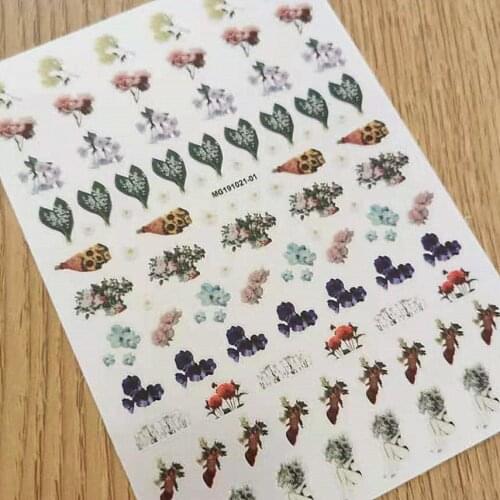 Fashion Newest WG1201-01 floar design 3d nail stickers Japan style back glue template DIY decal decorations for nail art tools
