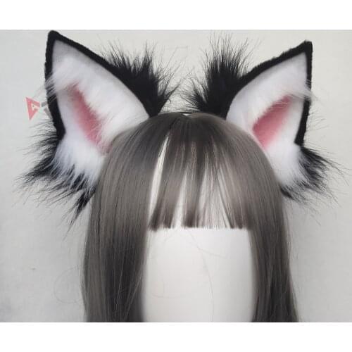 New White Black White Fox Cat Ears Hair Hoop Tail Set Hand Made Work For KC Cosplay Party Game Costume Accessories Custom Made