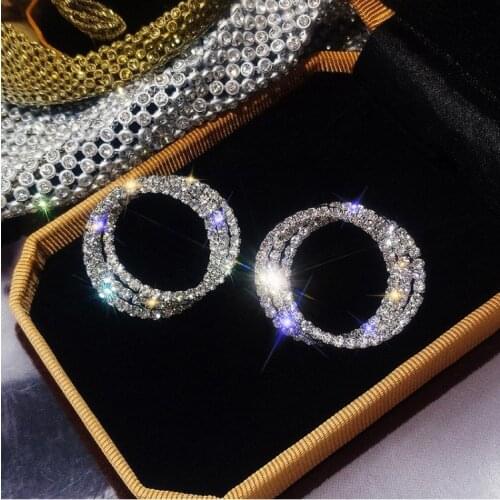 2019 new design fashion jewelry spring style round full crystal stud earrings wedding party earrings for Girls gift for woman