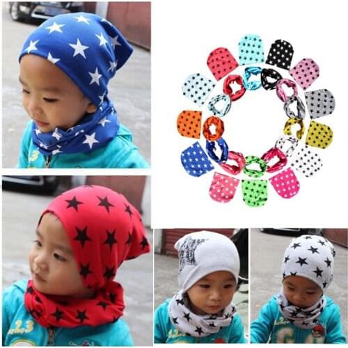 Autumn Winter Crochet Baby Hat Boys Girl Cap Kids Beanie Stars Infant Hat Cotton Hat Children Collar Scarf Baby Cap For Child