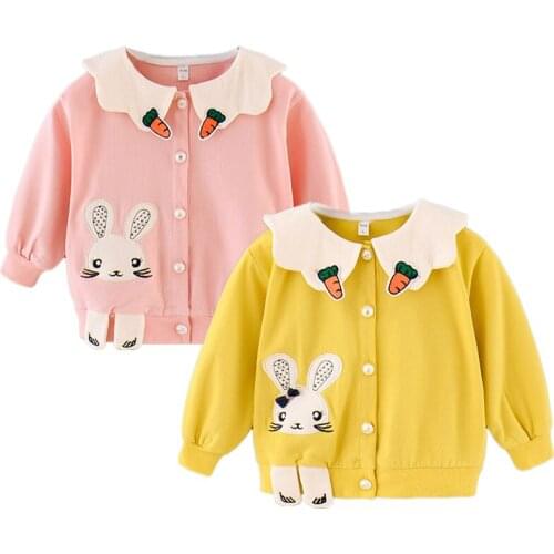 0-4 Years Baby Girl Clothes Cute Rabbit Girls Sweater Jackets Spring Autumn Thin Cardigan Coats Kids Jacket For Toddler Clothing