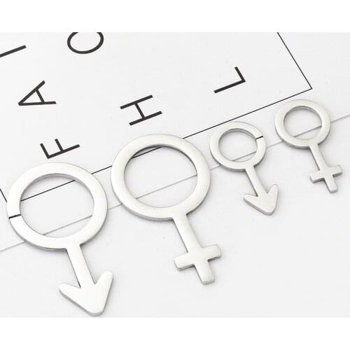 WiWi Stainless Steel Men Women Gender Symbol Pendant New Jewelry Design Couple Necklace Bracelet Personal Accessories 5Pcs/lot