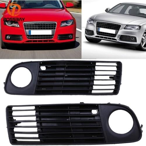 POSSBAY Front Bumper Lower Fog Light Grille Grill for Audi A6 (C5) Sedan/Avant 1997.05-2001 Pre-facelift Foglight Cover Grill